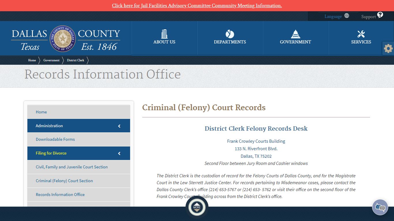 District Clerk | Criminal (Felony) Court Records - Dallas County
